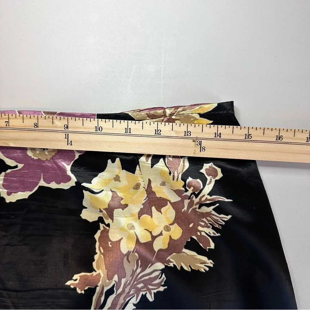 Vintage Satin Maxi Skirt Sz 9/10 Floral Fairy‎ Whimsigoth Grunge 90s Cottagecore